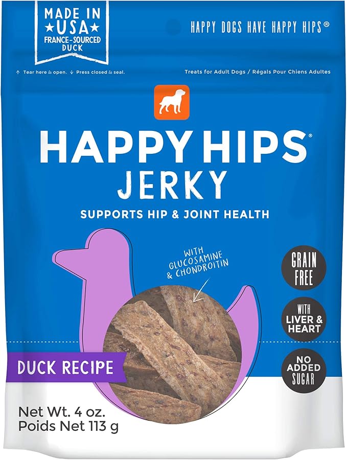 Jerky Dog Treats, Duck, 4 oz. Pouch