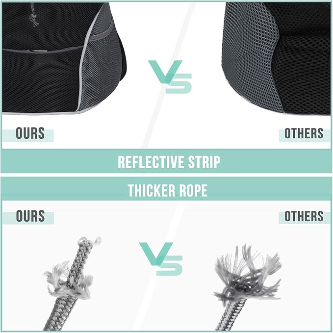 YUDODO Pet Dog Backpack Carrier with Storage Pockets Dog Front Pack for Small Dogs Cats Head Out Breathable Chihuahua Backpack for Hiking Cycling Walking (L(9-14lbs), Black)