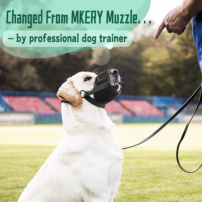 Dog Muzzle, Soft Muzzle for Medium Large Sized Dog to Anti and Prevent Biting Barking Chewing, Air Mesh Large No Barking Muzzle with Reflective & Adjustable Strap(Suitable for all dog sizes)