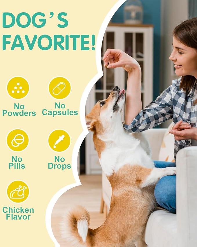 Skin and Coat Chews for Dogs - Omega 3 Supplement for Dogs with EPA & DHA Fatty Acids- Fish Oil Chews for Dogs with Salmon Oil & Vitamins - Dog Itchy, Dry & Shedding Skin Relief- Chicken, 120 Chews