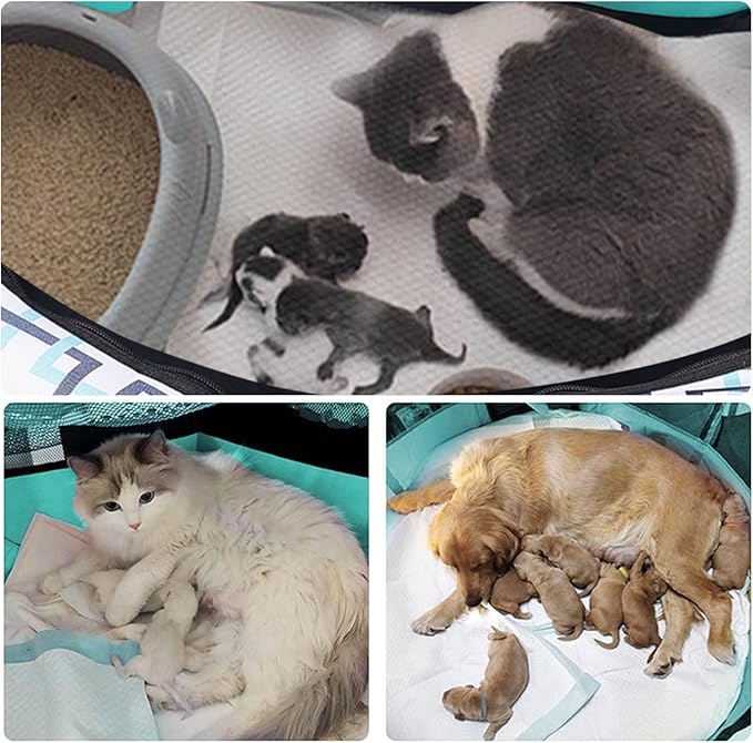 Foldable Dog Playpen Enclosed Cat Puppy Playpen Indoor Pop Up Pet Animal Playpen Outdoor Kennel Cage Pen Tent for Small Medium Dog Puppy Cat Kitten Rabbit - 45" L x 45" W x 23" H