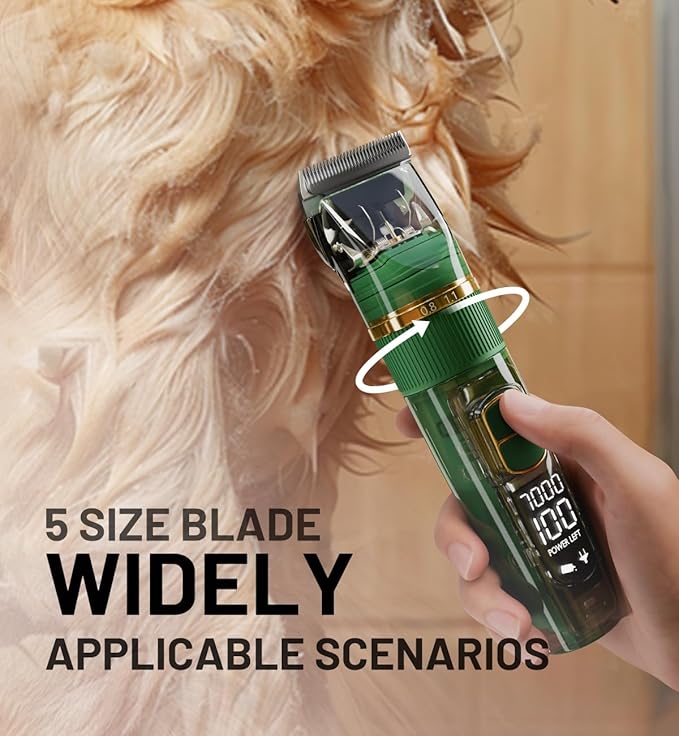 Dog Clippers for Grooming Low Noise, Dog Paw and Hair Trimmer with 3-Speed Digital Display, Detachable Waterproof Dog Trimmer for Grooming, Rechargeble Pet Grooming Clippers for Dogs Professional