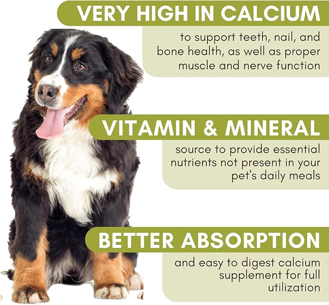 Wholistic Pet Organics Sea Coral: Organic Sea Coral Calcium Dog Supplement - Natural Source of Calcium for Dogs Teeth and Bone Health - Natural Marine Coral Calcium Vitamins for Dogs