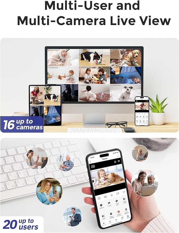 Hugolog 3K 5MP Indoor Pan/Tilt Security Camera with Auto-Focus(2pcs),Ideal for Baby Monitor/Pet Camera/Home Security,Starlight Color Night Vision,Human/Pet AI,Noise Reduction,US Cloud,Works with Alexa