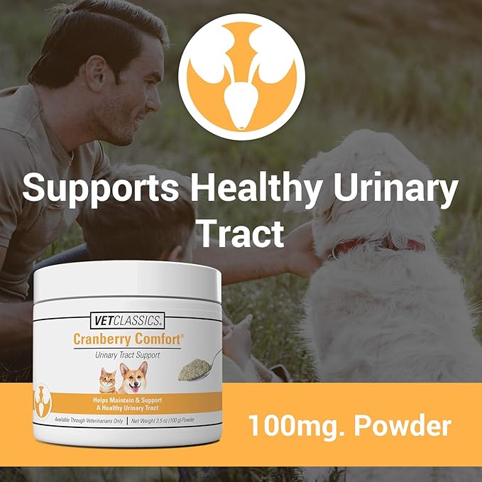 Vet Classics Cranberry Comfort Urinary Tract Pet Supplement for Dogs, Cats – Maintains Dog Bladder Health, Cat Bladder Control – Pet Supplements for Incontinence – 3.5 Powder