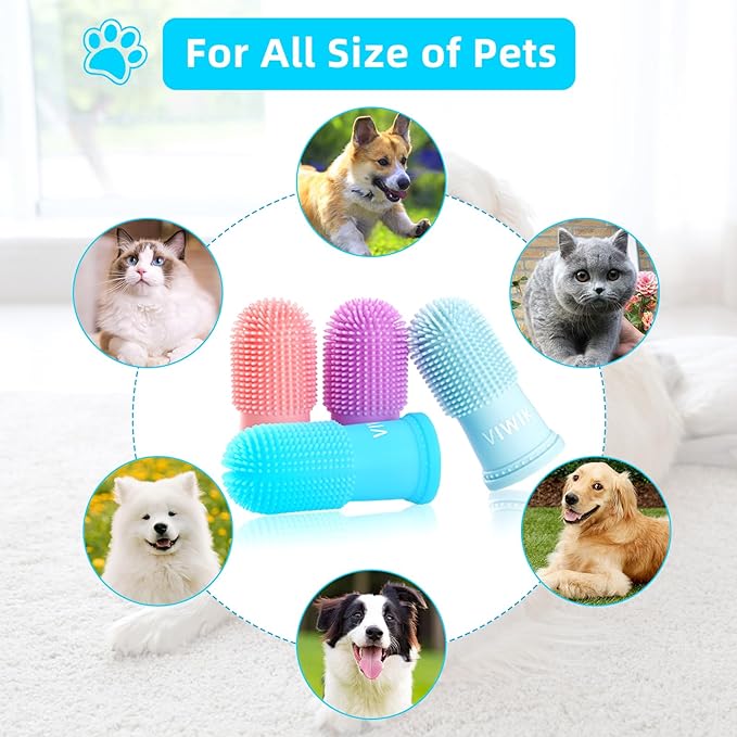4Pack Dog Toothbrush Dog Tooth Brushing Kit, Cat Finger Toothbrush for Dogs Small Breed, Medium Large Dogs, Puppy Toothbrush for Dog Teeth Cleaning & Dental Care, Pet Finger Toothbrush Kit