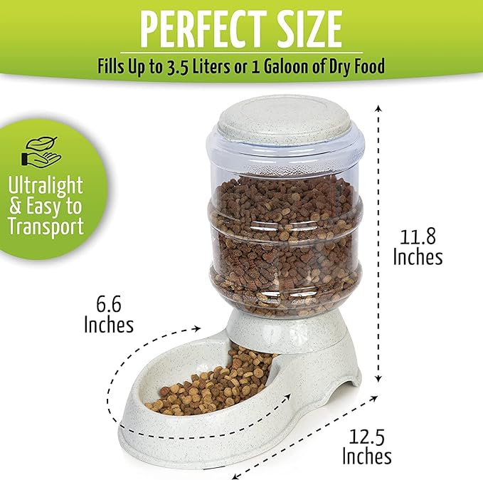 Zone Tech Self-Dispensing Pet Feeder - Premium Quality Durable Self-Dispensing Gravity 1 Gallon Pet Feeder Food Bowl- Automatic Pet Feeder, Cat Feeder, Dog Feeder