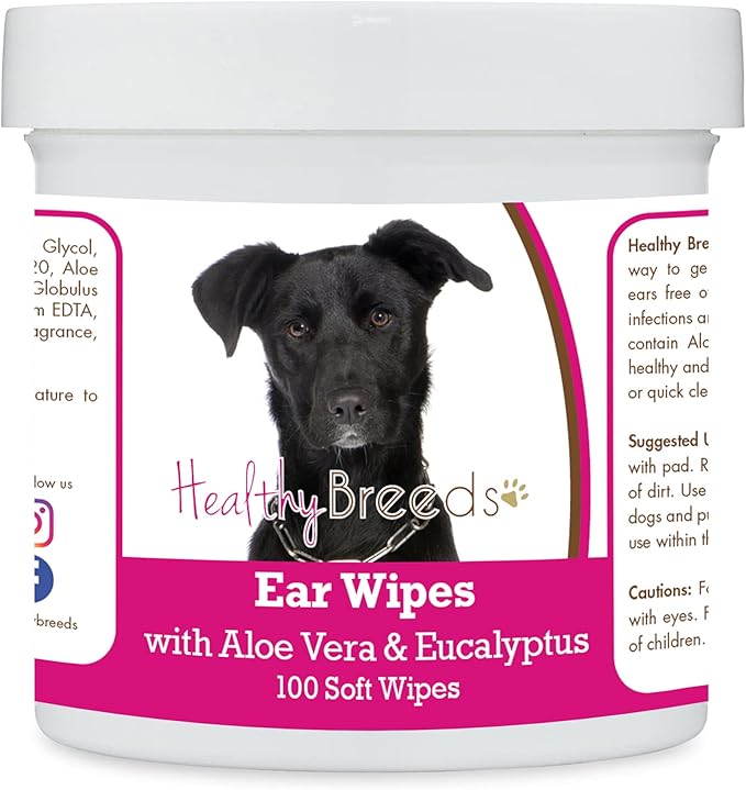 Healthy Breeds Mutt, Black, Ear Cleaning Wipes with Aloe & Eucalyptus for Dogs 100 Count