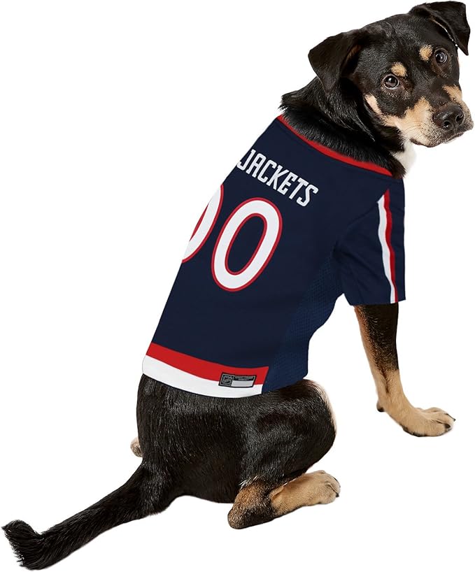 Pets First NHL Columbus Blue Jackets Jersey for Dogs & Cats, Large. - Let Your Pet Be A Real NHL Fan!