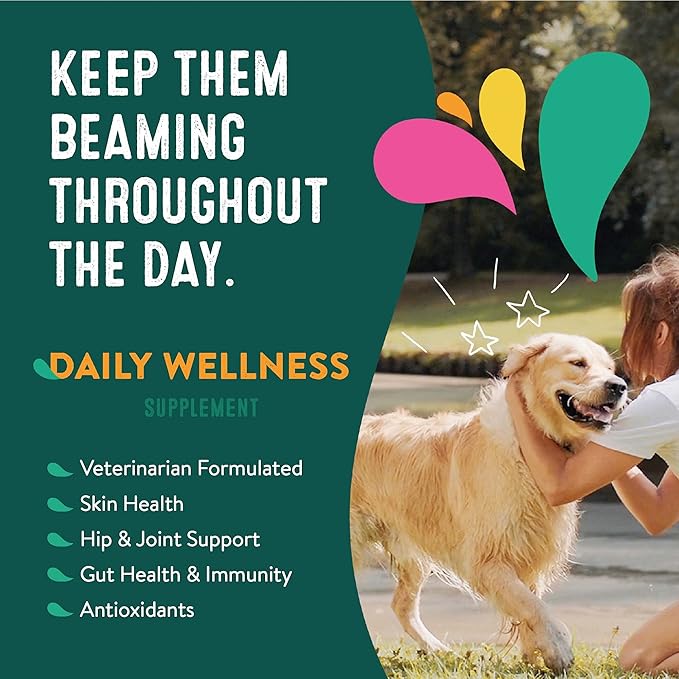 Daily Wellness Supplements for Dogs | Probiotic & Prebiotic Benefits with Fish Oil & Seaweed to Keep Your Dog Beaming All Day Long | All Breeds and Sizes | 120 Count