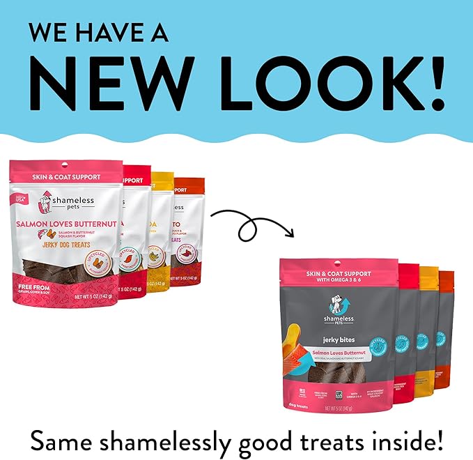 Shameless Pets Jerky Dog Treats, Variety 4-Pack - Healthy Chews with Chicken, Beef, Salmon & Duck for Dogs - Dog Treats with Real Ingredients - Free from Grain, Corn & Soy
