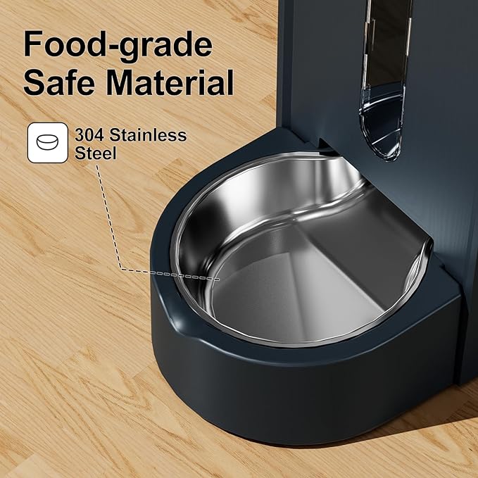 Automatic Gravity Pet Feeder, 1.8 Gallons*2 Dog Feeder and Water Dispenser Set, 2-in-1 Automatic Feeder and Stainless Steel Water Dispenser for Dogs, Cats, Rabbits, Puppies (Dark Blue)