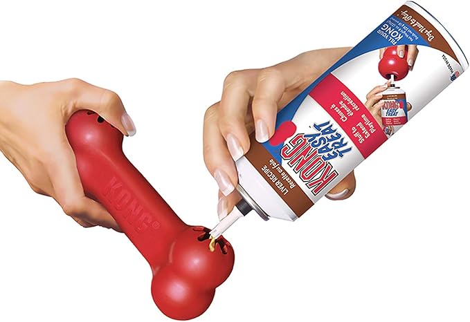 KONG Goodie Bone - Classic Durable Natural Rubber Dog Bone, Supports Mental Engagement - Treat Dispensing - Red - for Medium Dogs