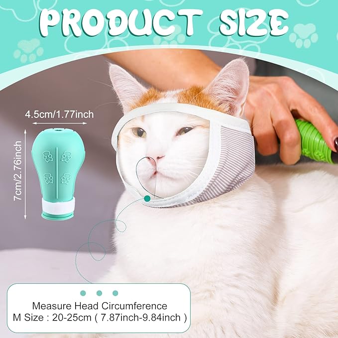 Hillban Cat Muzzle for Grooming with 4 Silicone Boots Breathable Transparent Cat Face Guard Silicone Cat Claw Covers Anti Scratch Cat Booties to Prevent Scratching Biting Bathing Trimming (Medium)