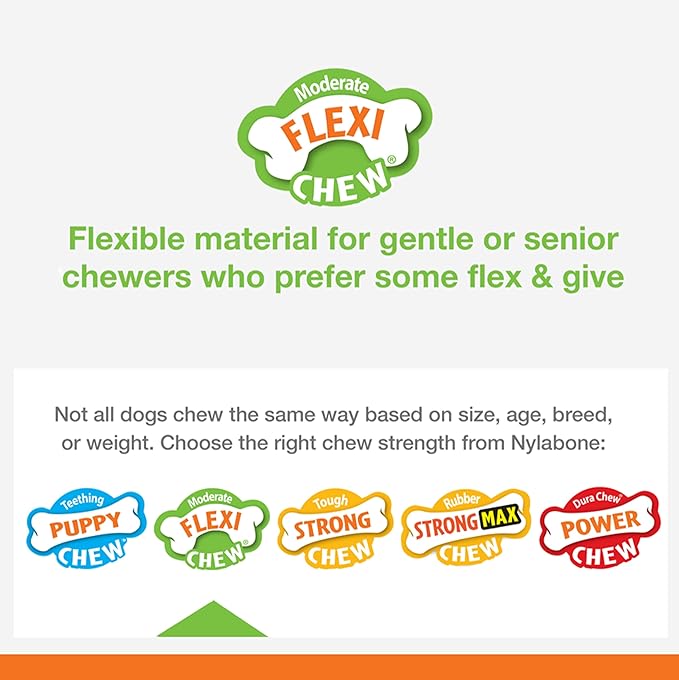 Nylabone FlexiChew Moderate Dog Toys Triple Pack Bacon, Peanut Butter & Beef X-Small/Petite (1 Count)