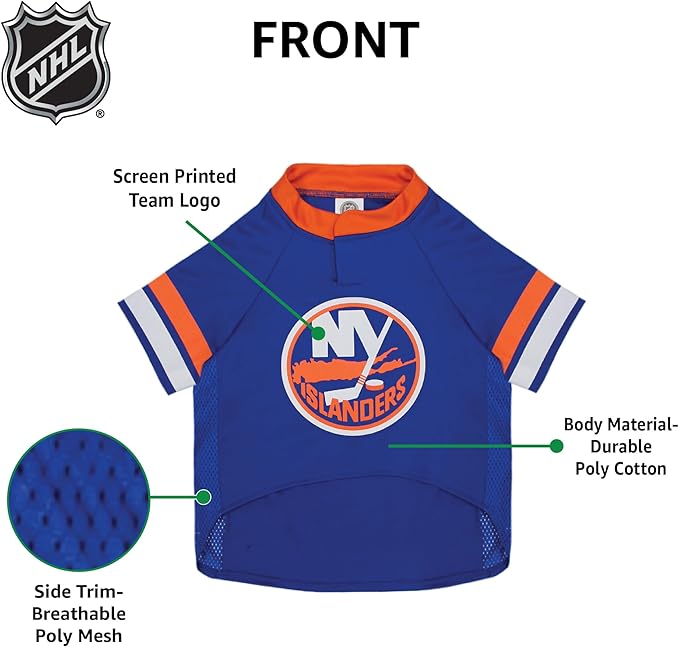 Pets First NHL New York Islanders Jersey for Dogs & Cats, X-Small. - Let Your Pet be a Real NHL Fan!
