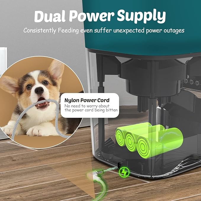 Automatic Cat Feeders, App Control Smart Pet Food Dispenser with Portion Control&Timer Setting, Auto Dog Feeder 1-10 Meals, Voice Record, Small & Medium Pets,2.4G Wi-Fi ONLY, 3L/13cup (Green)