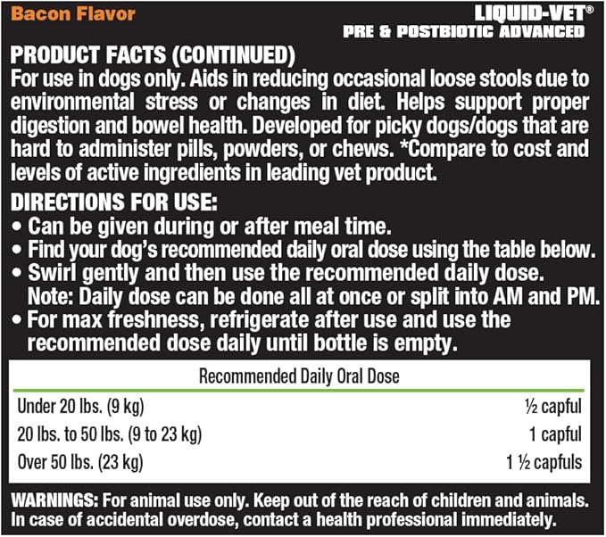 Liquid-Vet K9 Pre & PostBiotic Advanced (Bacon, 8oz/2Pack)