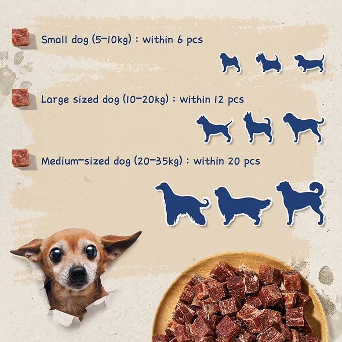 Dog Treats Training Rewards, Beef Cod Cubes, 1% Taurine Added, 12.5oz(355g), Rawhide Free, Grain Free, Low Fat Dog Training Rewards and Snacks, No Additives