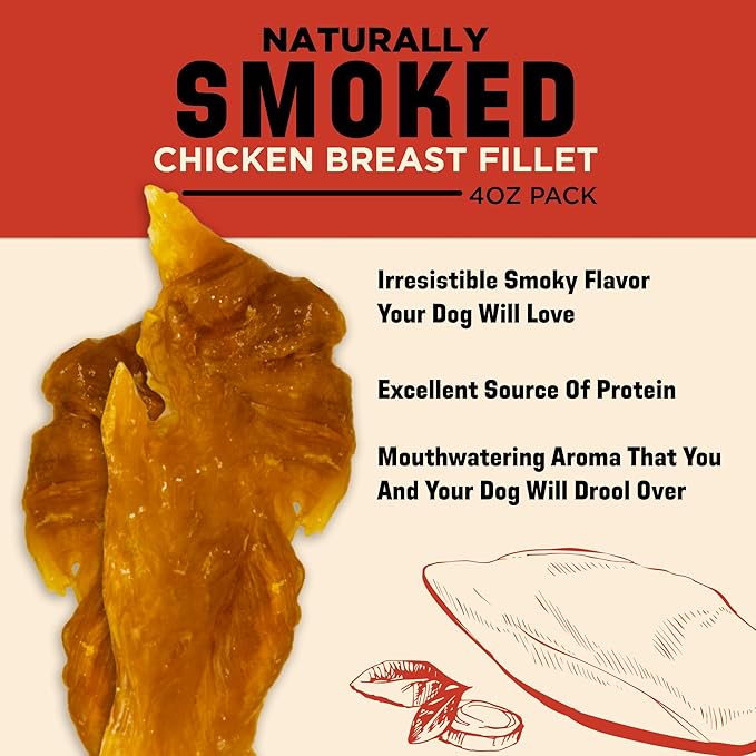 Barkworthies USA Hickory Smoked Chicken Jerky Dog Treats 4 oz - Amazing Aroma, Great Taste - All Natural Smoked Dog Jerky Treats - High Protein Real Chicken Breast Premium Dog Chews