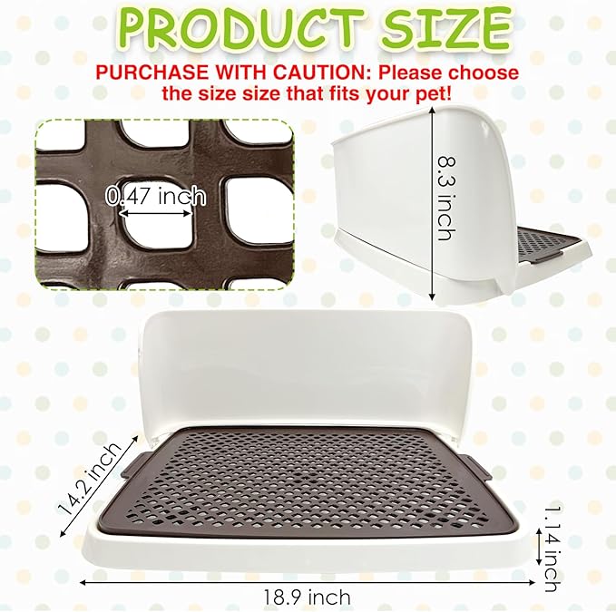 Hamiledyi Dog Potty Tray, Pet Dog Pee Pad Holder, 19"x14" Puppy Training Pad Holder Dog Toilet Pad Mesh Training Toilet Portable Dog Litter Box for Small and Medium Dogs, Puddy,Bunny, Cats (Brown)