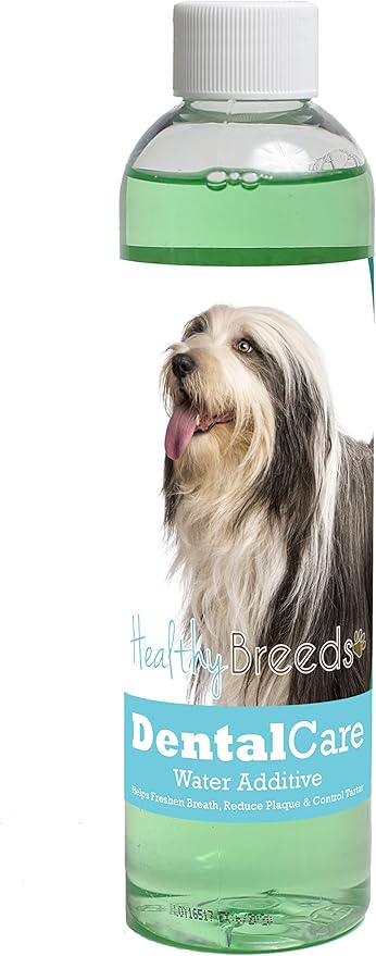 Healthy Breeds Dog Dental Care Water Additive for Bearded Collie - Helps Freshen Breath, Reduce Plaque & Control Tartar - Mint Flavor - 8 oz