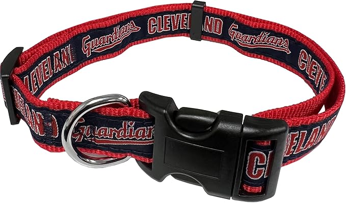 MLB Cleveland Guardians Licensed PET Collar, Large - Heavy-Duty, Strong, and Durable Dog Collar. Available in 30 Baseball Teams and 4 Sizes