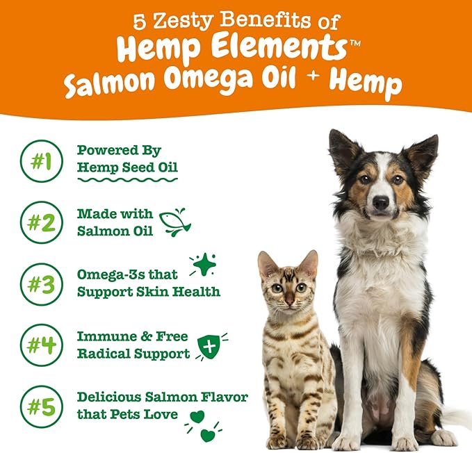 Zesty Paws Salmon Omega Oil Hemp for Dogs and Cats with Wild Alaskan Salmon Oil Omega 3 and 6 Fatty Acids with EPA DHA for Pets Supports Normal Skin Moisture and Immune System Function 32oz