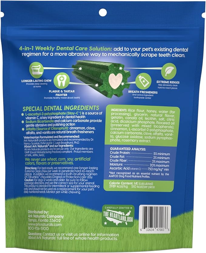Ark Naturals Extreme Clean Brushless Toothpaste – Large Breeds, 18oz Bag – Long-Lasting Dog Dental Chew with Toothpaste Center – Freshen Breath, Reduce Plaque & Tartar with Dental Chews for Dogs