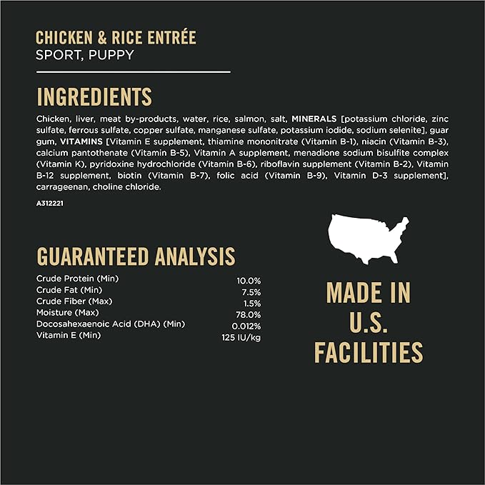Purina Pro Plan Sport High Protein Puppy Food Chicken and Rice Wet Formula - (Pack of 12) 13 oz. Cans