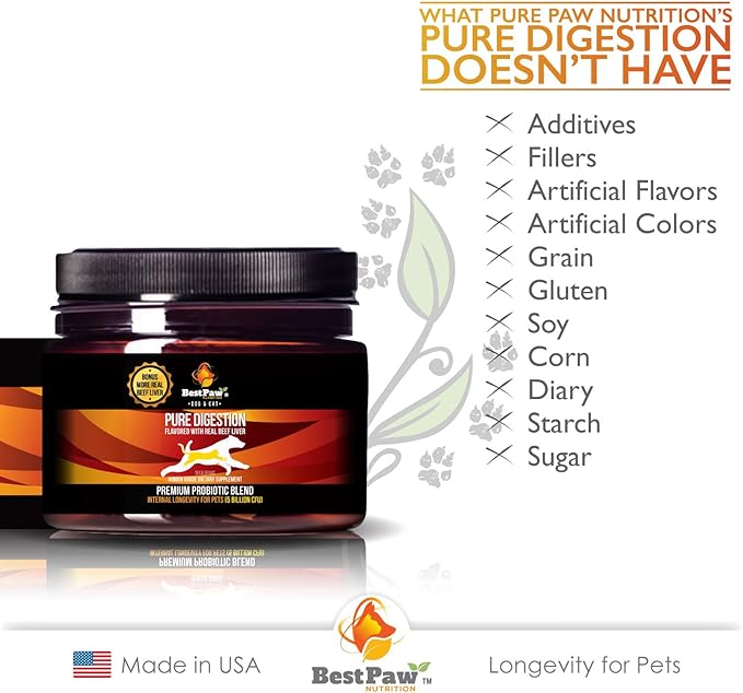 Probiotics for Dogs & Cats with Prebiotics & Digestive Enzymes Best for Gas Diarrhea UTI & Yeast Infection Relief Grain Free Powder Supplement Organic Coconut Oil Pumpkin & Turmeric Made in The USA