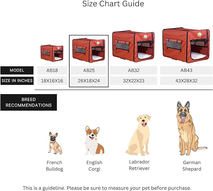 Go Pet Club 25" Soft Collapsible Dog Crate, Portable Pet Carrier, Thick Padded Pet Travel Crate for Indoor & Outdoor, Foldable Kennel Cage with Durable Mesh Windows, Brown