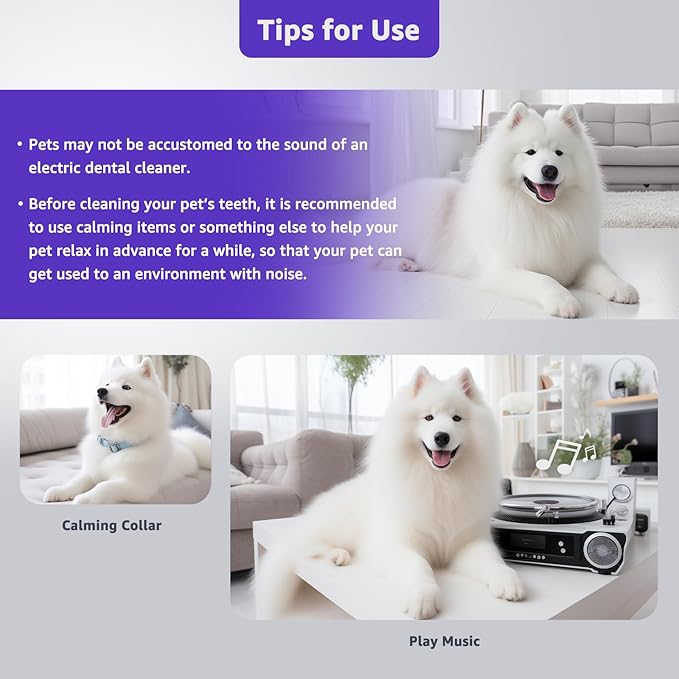 Dog Teeth Cleaning Kit, Dog Plaque and Tartar Remover with Dog Finger Toothbrush, Rechargeable Sonic Electric Dog Tooth Scraper & Brushing Kit for Dog, Pet