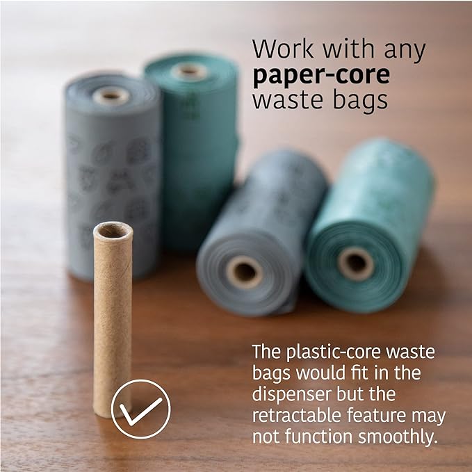 SVD.PET Dog Poop Bag Dispenser, Retractable Waste Bag Fits Any Leash, Compostable Waste/Poop Bag Holder, Dog Walking Accessory (Black)