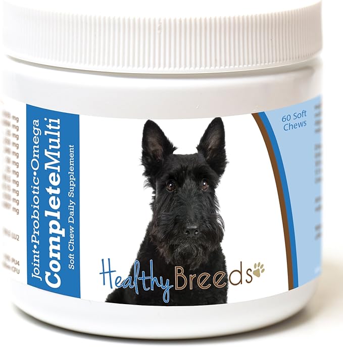 Healthy Breeds Scottish Terrier All in One Multivitamin - Complete with Probiotics, Glucosamine, Chondroitin & Omegas - 60 Soft Chewy Treats