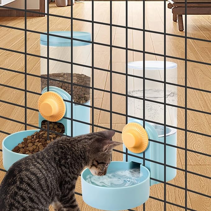 Anti-Spill Automatic Pet Food Water Dispenser, Blue, 1L, Plastic, for Ferret, Guinea Pig, Cat, Dog