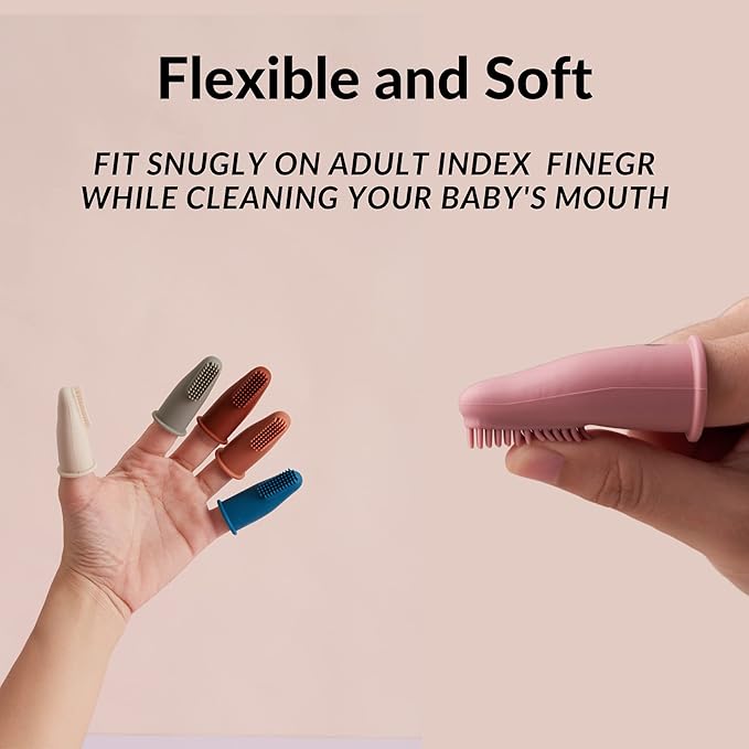 Chippi & Co Baby Silicone Finger Toothbrush BPA Free Dental Care for Newborn Baby Boy Girl 0 3 6 Sensory Development Toy (Pink)