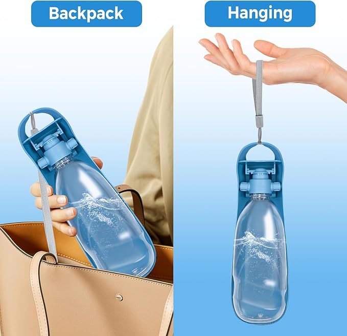 2Pack Dog Water Bottle, 19oz Collapsible Dog Travel Water Bottle, Portable Dog Water Dispenser with Foldable Drinking Cup Bowl for Walking, Hiking, Lightweight, Leak-Proof, BPA Free, Blue