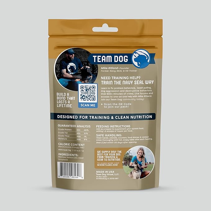 Freeze Dried Raw Dog Food Topper | Wild Boar & Venison Liver Dog Food Seasoning | Wet & Dry Dog Food Toppers for Picky Eaters | 5 Oz