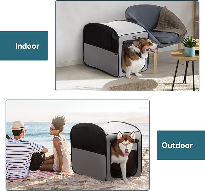 Petsfit Pop Up Collapsible Dog Crate for Large Dogs, Waterproof Cat Cage Soft Dog Kennel Carrier for Traveling