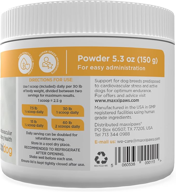 maxxicardio Heart and Cardiovascular Supplement for Dogs – Powder 5.3 oz
