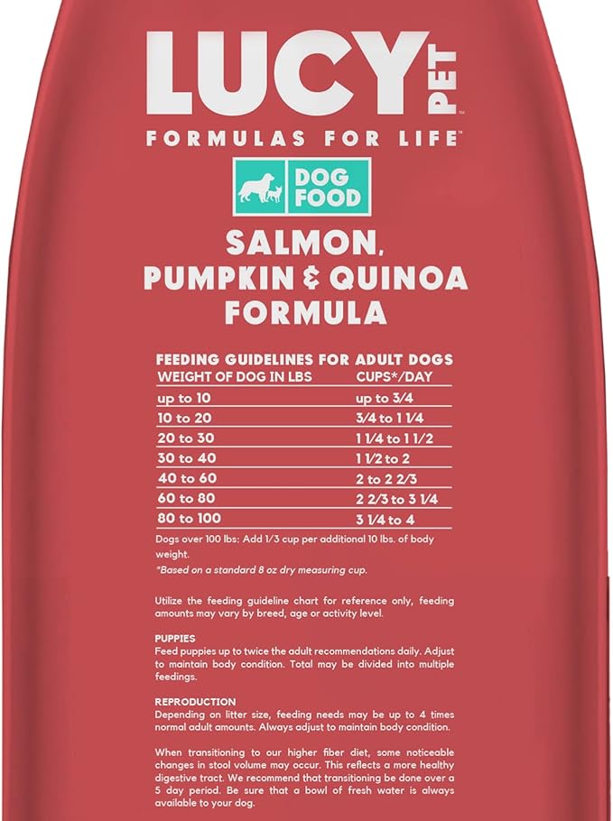 Lucy Pet Formulas for Life Salmon, Pumpkin, & Quinoa Dry Dog Food, All Life Stages, Digestive Health, Sensitive Stomach & Skin, 4.5lb bag