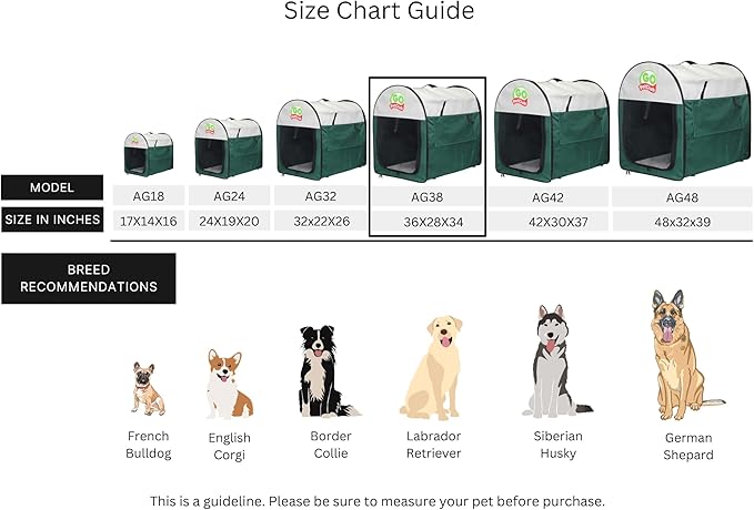 Go Pet Club 38" Rounded Top Soft Collapsible Dog Crate, Portable Pet Carrier, Thick Padded Pet Travel Crate for Indoor & Outdoor, Soft Sided Pet Foldable Kennel Cage with Durable Mesh Windows, Green