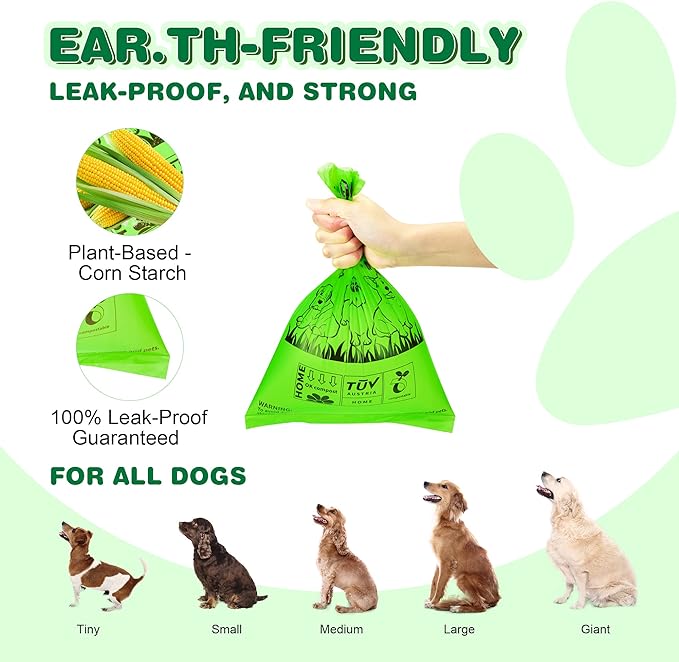 【Upgraded 2023】Dog Poop Bag Refills | 810 Counts, 45 Rolls | Biodegradable, Unscented | Leak-Proof & Ultra Thick | Holder Included