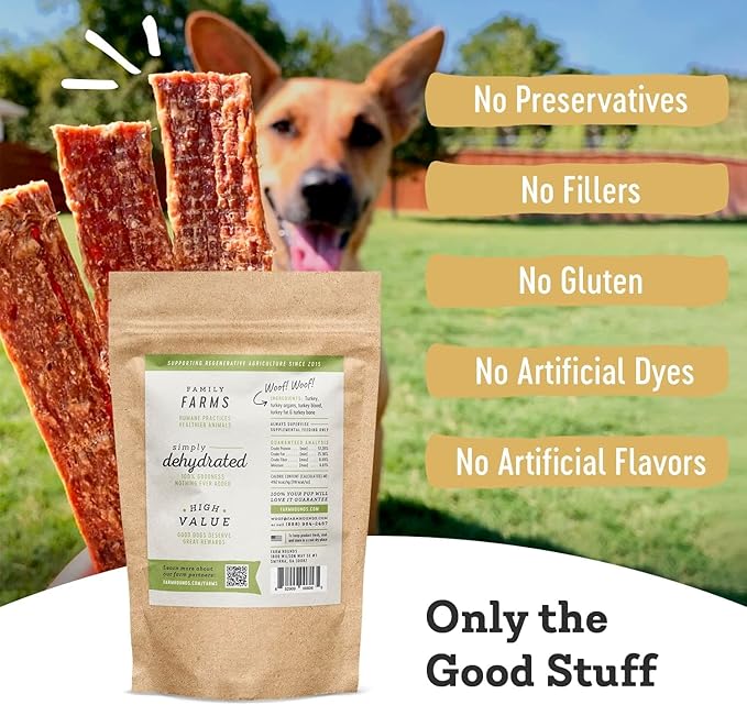 Farm Hounds Premium Natural Turkey Treats for Dogs, 100% Made from Humanely-Raised Turkeys, No Fillers Added, Nutrient-Rich Turkey Jerky Dog Treats, Healthy Delicious Dog Strips, Made in USA, 2-Pack