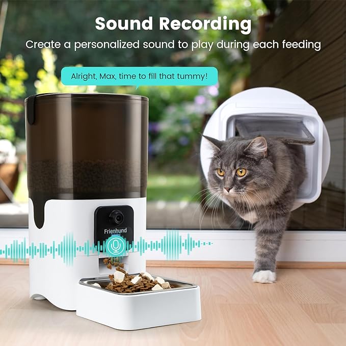 Smart Camera Automatic Cat Feeder: 1080P HD Live View with Night Vision,5G Automatic Dog Feeder with Two-Way Audio,Detachable for Easy Clean,Record Wonderful Moments for Multiple Pets-25Cup