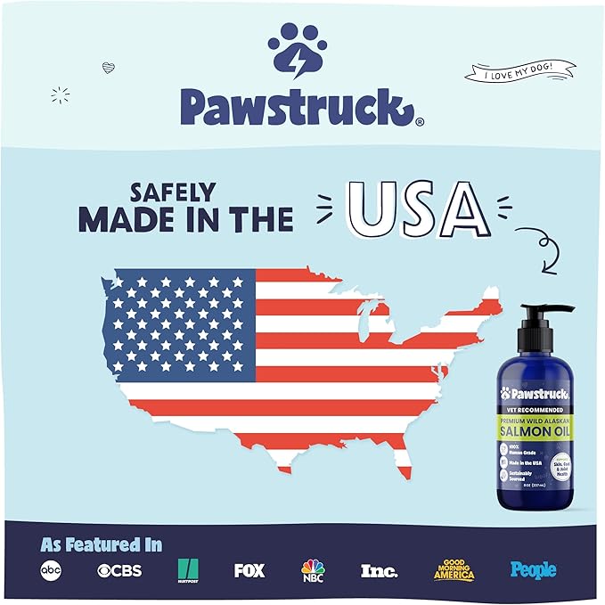 Pure Human-Grade Wild Alaskan Salmon Oil for Dogs & Cats - Vet Recommended Omega 3 & 6 Extra Strength Supplement Food Topper with EPA DHA Fatty Acids for Skin, Coat, Joint, and Immune Support