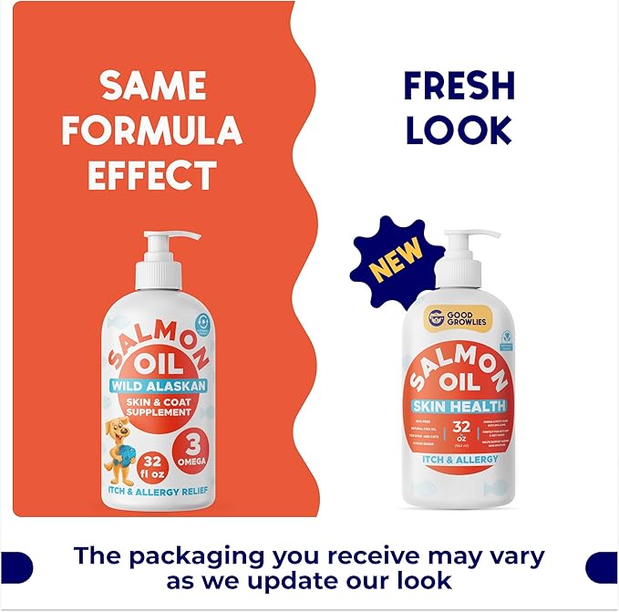 Omega 3 Fish Oil for Dogs (32oz) - Skin & Coat Health - Dry & Itchy Skin Relief + Allergy Support - Shiny Coat - EPA&DHA Fatty Acids - Salmon Oil Promotes Heart, Hip & Joint Support