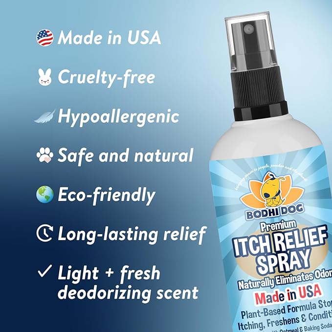 Bodhi Dog Anti Itch Spray | Soothing Relief for Dry, Itchy, Bitten or Allergy Damaged Skin Treatment | Anti Itch Spray for Dogs & Cats | Made in United States of America (Oatmeal, 4 oz)