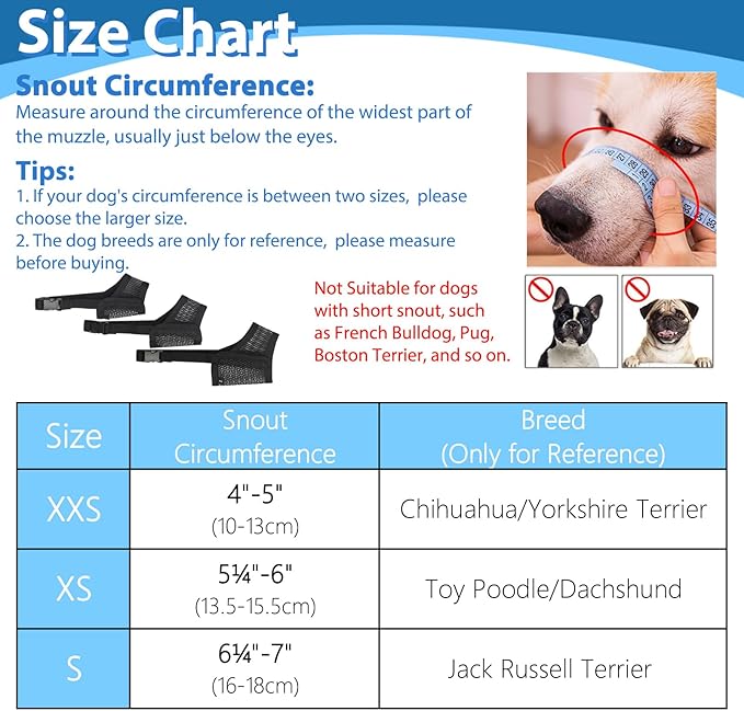 LUCKYPAW Dog Muzzle Suits for Small Medium Large Dogs, Mesh Muzzle Pack for Dogs Anti Biting Chewing, Breathable Dog Muzzle Sets with Adjustable Strap for Grooming Walking Vet Visiting(3 Pieces)